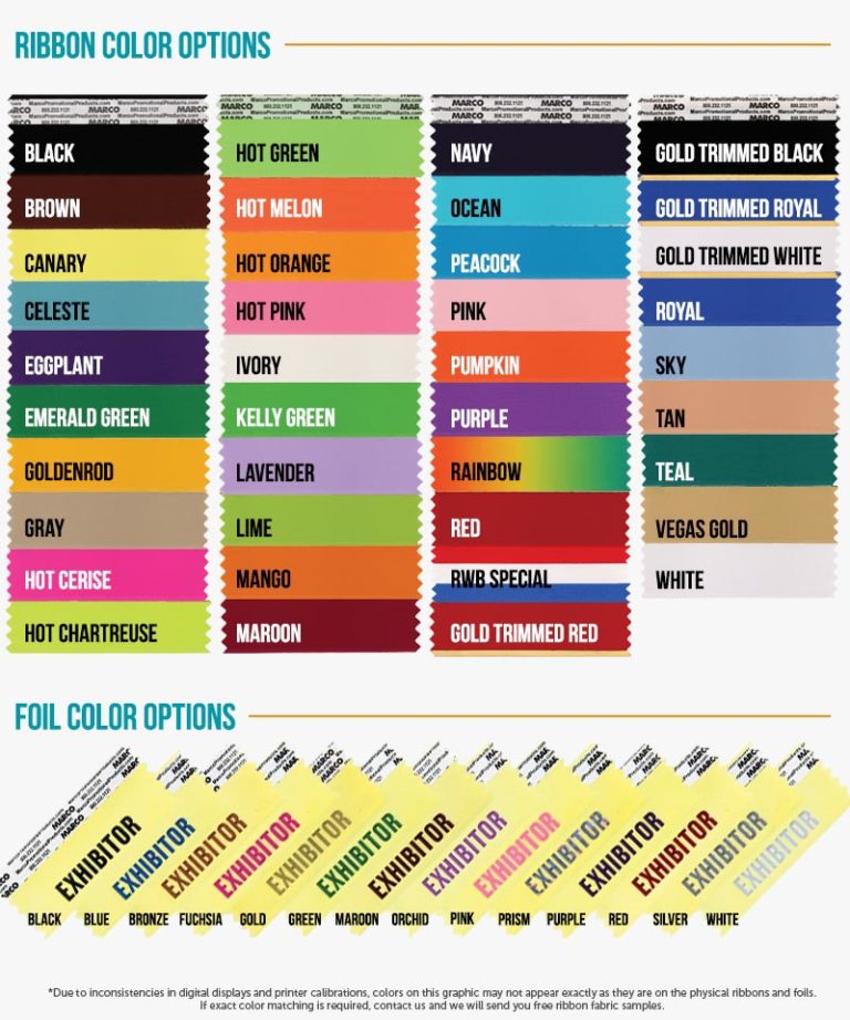 Color Chart for Ribbons Rising ConFusion